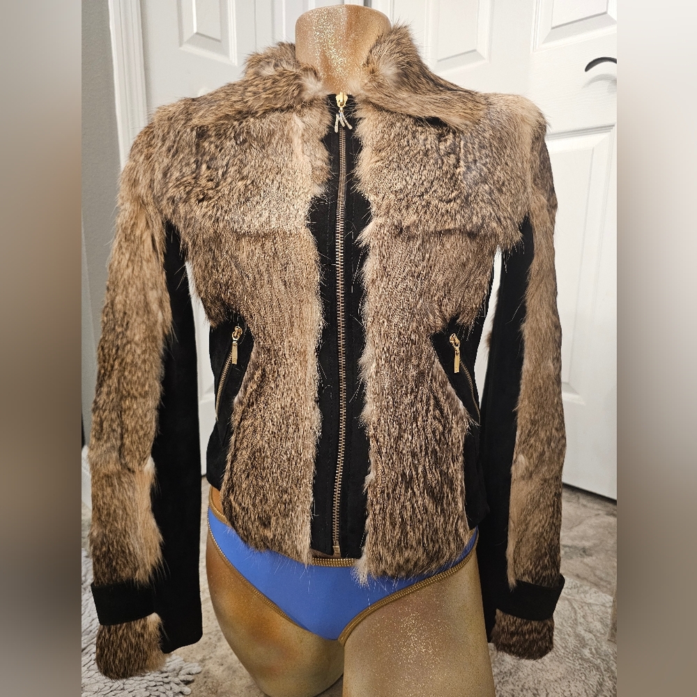 Marciano Genuine Suede Leather & Rabbit Fur Womens Jacker Size M